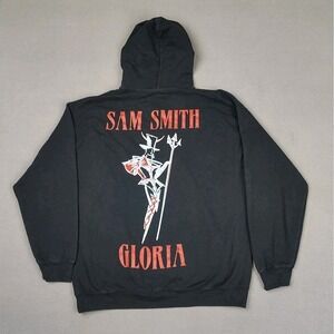 Sam Smith GLORIA Hooded Sweatshirt Men Large Blackc Pouch Pocket Tour Sweater